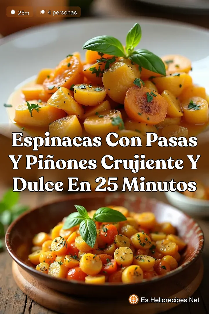 Espinacas con Pasas y Pi&ntilde;ones Crujiente y Dulce en 25 Minutos