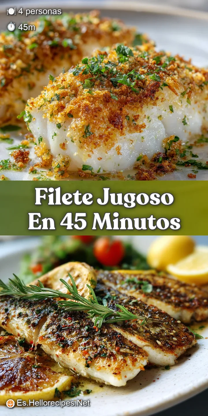 Close-up of baked fish fillet: Tender, flaky white fish seasoned with fresh herbs, juicy lemon slice. Visually scrumptious...