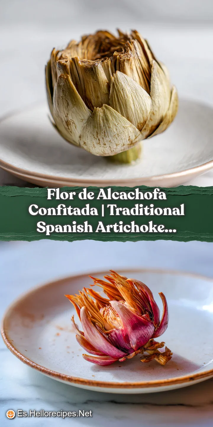 Close-up of a perfectly confited artichoke heart, its leaves slightly browned and tender, with flecks of savory ham.