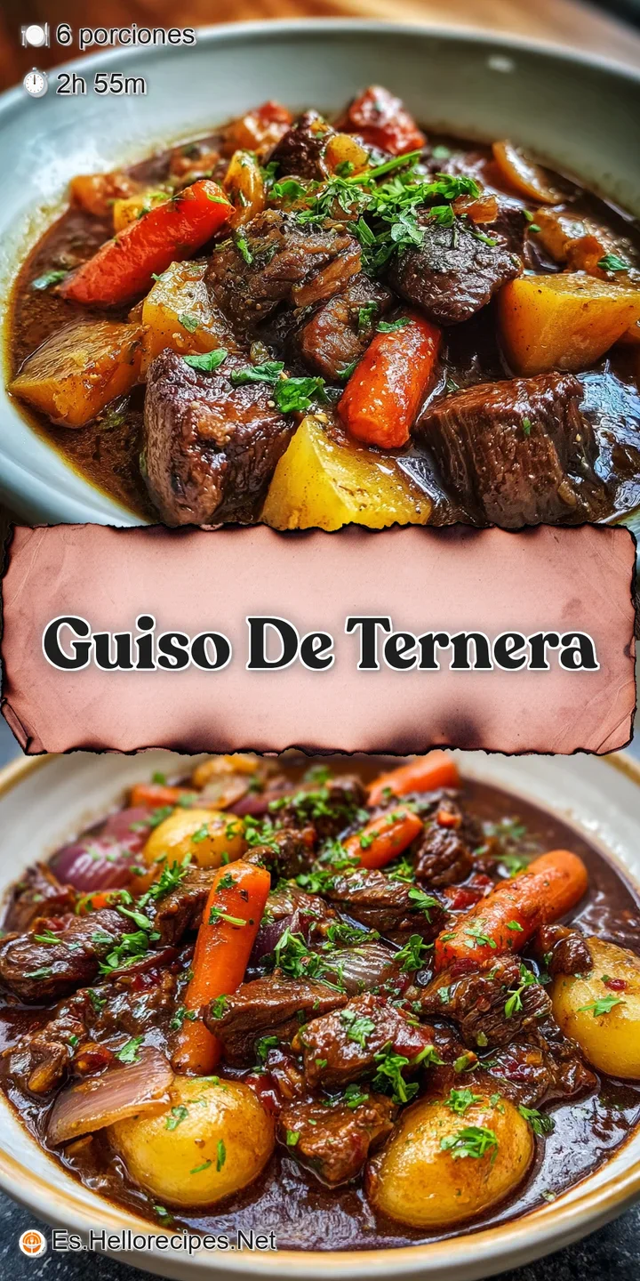 Close-up of glistening beef stew with chunks of tender meat, carrots, and potatoes. Rich sauce clings to the vegetables, i...