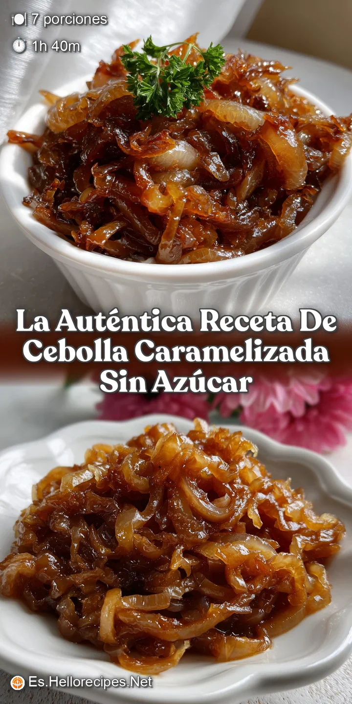 Close-up of bubbling, amber onions, their tender texture promising a rich sweetness. Slight char visible, with a glossy, c...