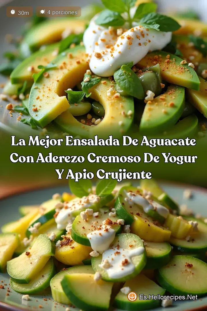 La Mejor Ensalada de Aguacate con Aderezo Cremoso de Yogur y Apio Crujiente