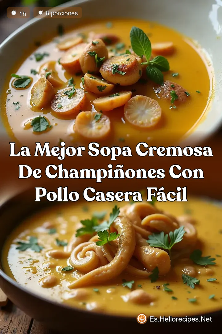 La Mejor Sopa Cremosa de Champi&ntilde;ones con Pollo Casera F&aacute;cil