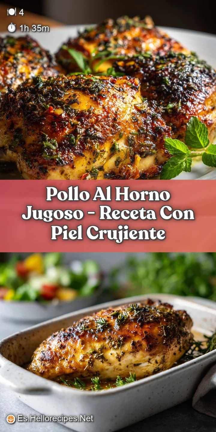 Close-up of a glistening, perfectly roasted chicken thigh with herbs; the skin a crispy, inviting golden brown.