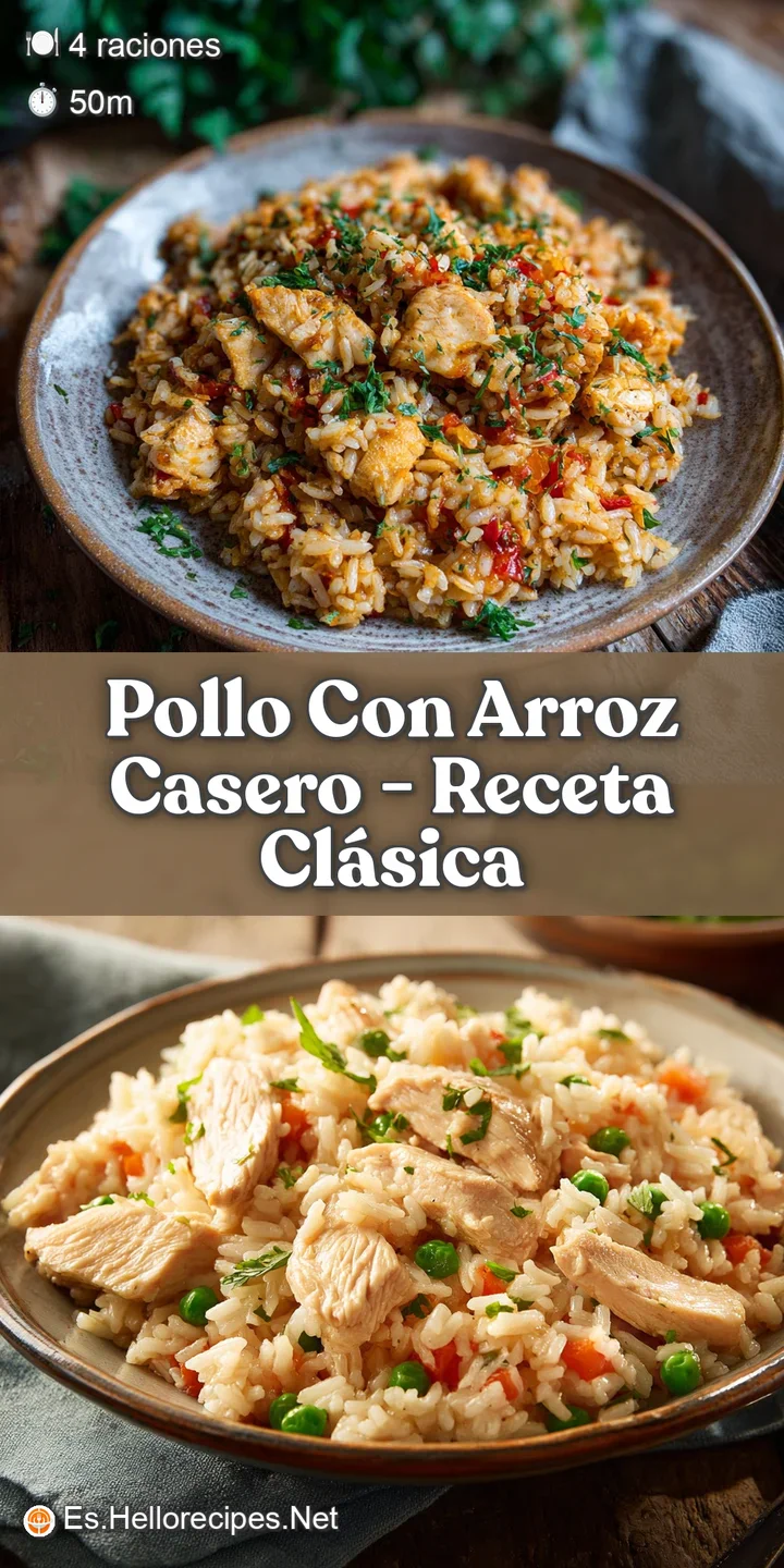 Close-up of moist chicken simmered with fluffy rice. Notice steam rising and rich, aromatic broth glistening on top.