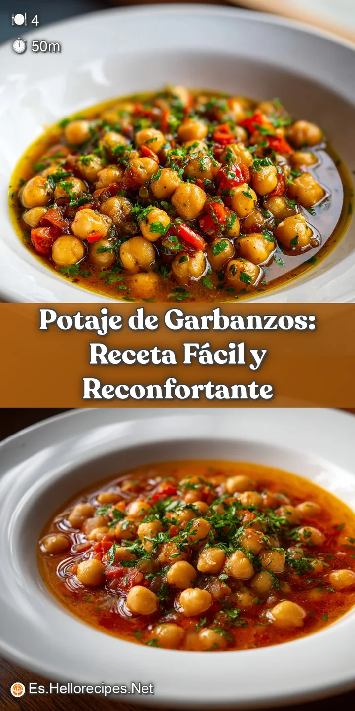 Close-up of a hearty chickpea stew. Visible are the plump chickpeas, tender vegetables and a fragrant broth. Rich and sati...