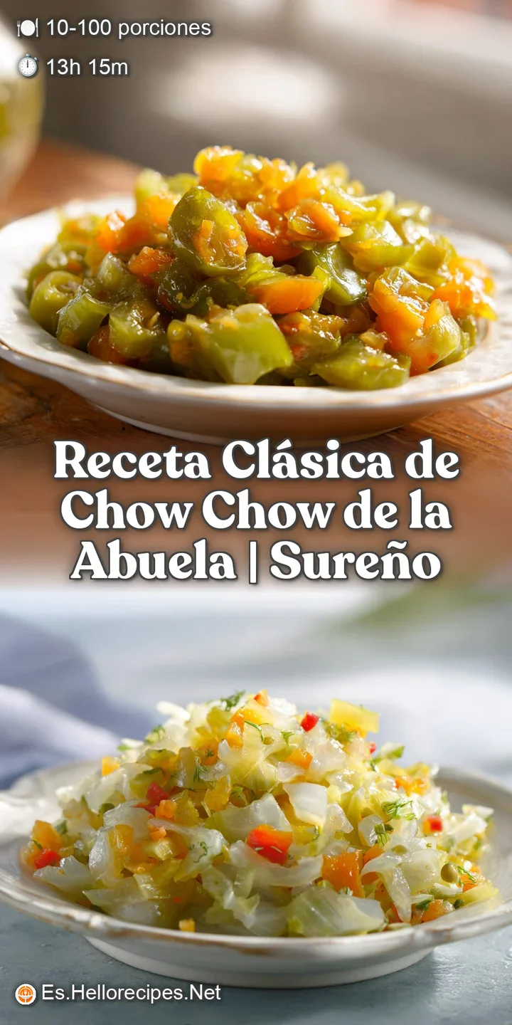 Close-up of chunky chow-chow, showcasing the relish's varied textures and bright mix of green and yellow vegetables.