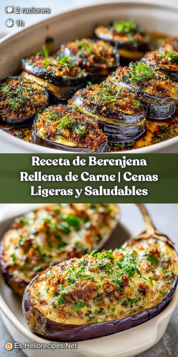 Close-up of a fork piercing a juicy, herb-flecked meat filling within a perfectly baked eggplant skin.