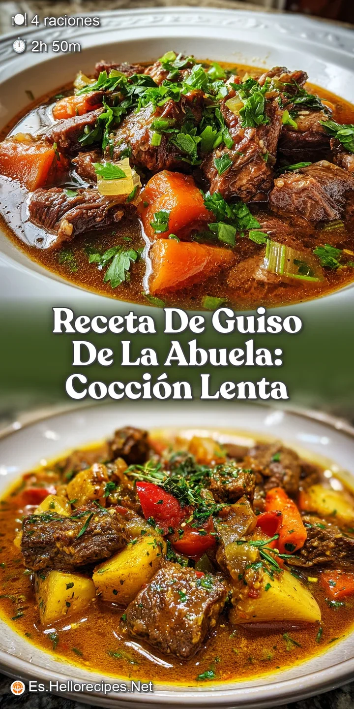 Close-up of slow-cooked guiso, showcasing the melt-in-your-mouth meat and plump vegetables glistening in a deep, flavorful...