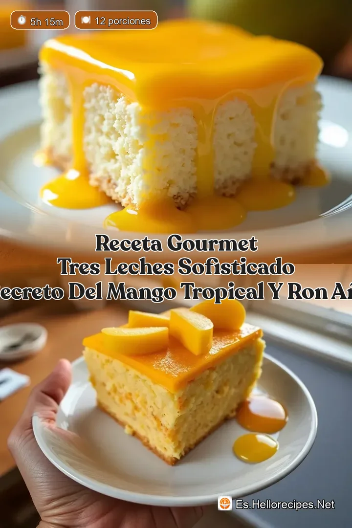 Receta Gourmet Tres Leches Sofisticado El Secreto del Mango Tropical y Ron A&ntilde;ejo