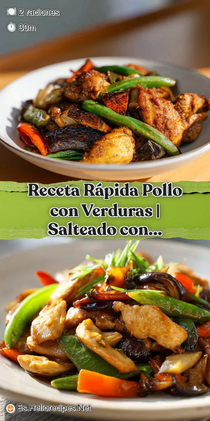 Close-up of succulent chicken and crisp-tender veggies, glistening. Aromas of herbs and savory sauce seem to rise from the...