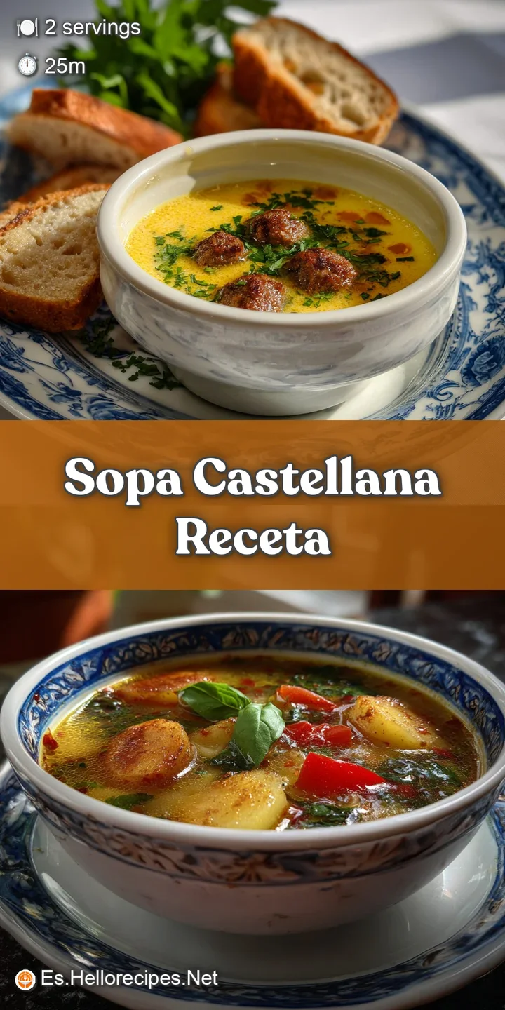 Close-up of golden broth soaking into crusty bread, paprika swirling, glistening olive oil, and a tempting runny egg yolk.