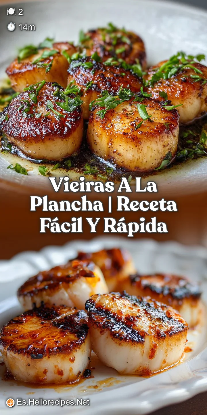 Close-up of plump, juicy scallops with browned crusts. Fresh herbs, melted butter, and a squeeze of lemon create a mouthwa...