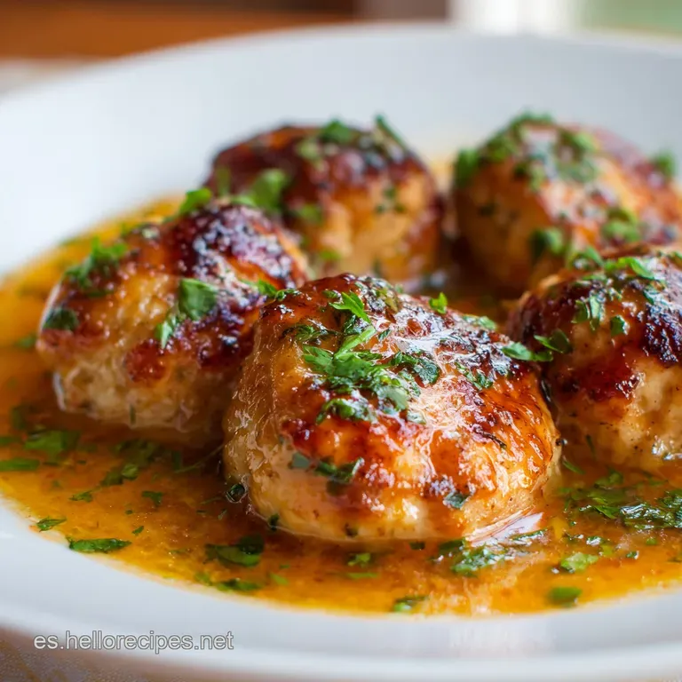 Alb&oacute;ndigas De Pollo Jugosas En Salsa De La Abuela presentation