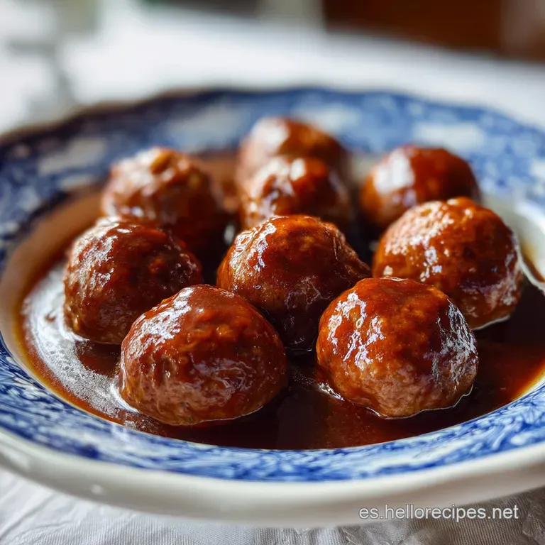 Elegant plate of tender meatballs in a savory tomato sauce, garnished with parsley and a drizzle of olive oil.
