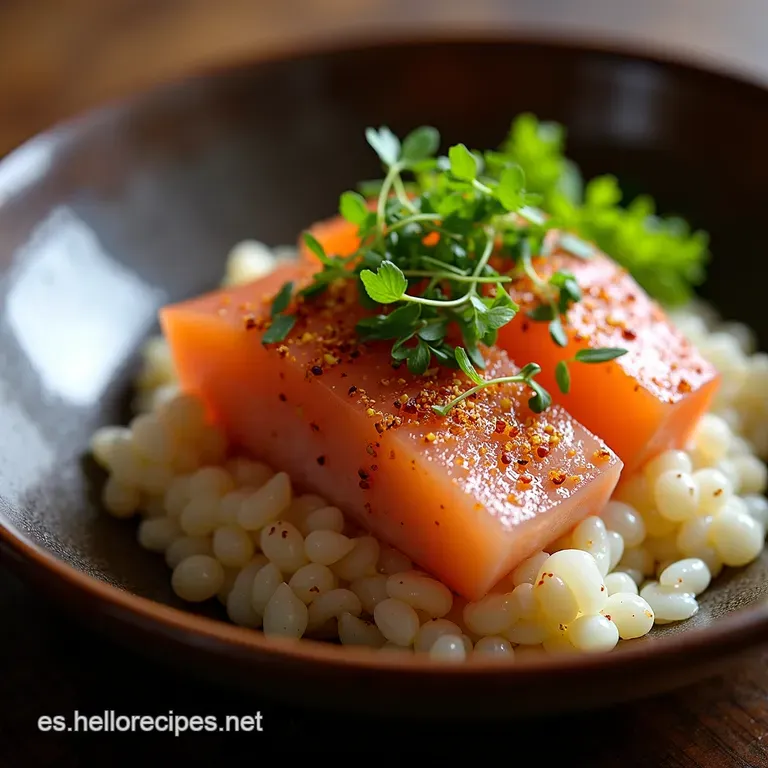 At&uacute;n Ballena Tataki con Salsa C&iacute;trica y Algas