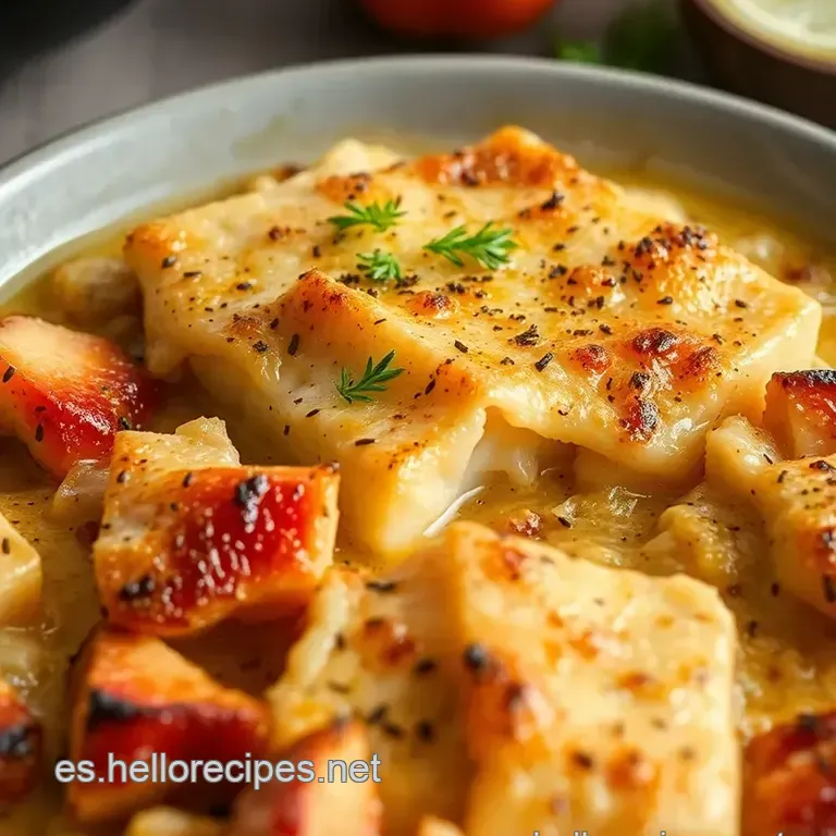 Bacalao Al Horno a La Espa&ntilde;ola Con Patatas Y Pimientos presentation