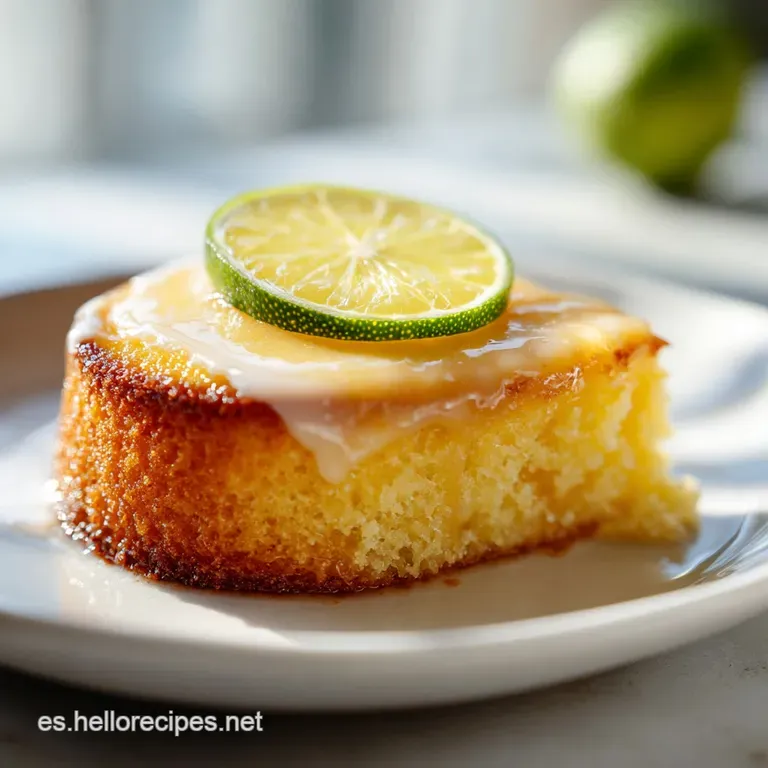 Slice of moist lemon yogurt cake on a white plate, garnished with a lemon wedge and a sprig of mint, light airy texture.