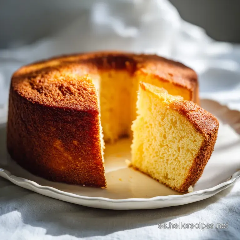 Slice of moist yogurt cake presented on a white plate, its light crumb and golden crust a testament to its simple deliciou...