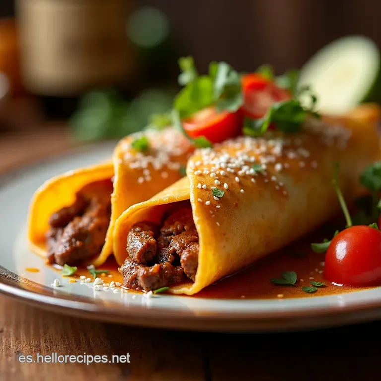 Burritos De Carne a Mi Manera Estilo Texmex presentation