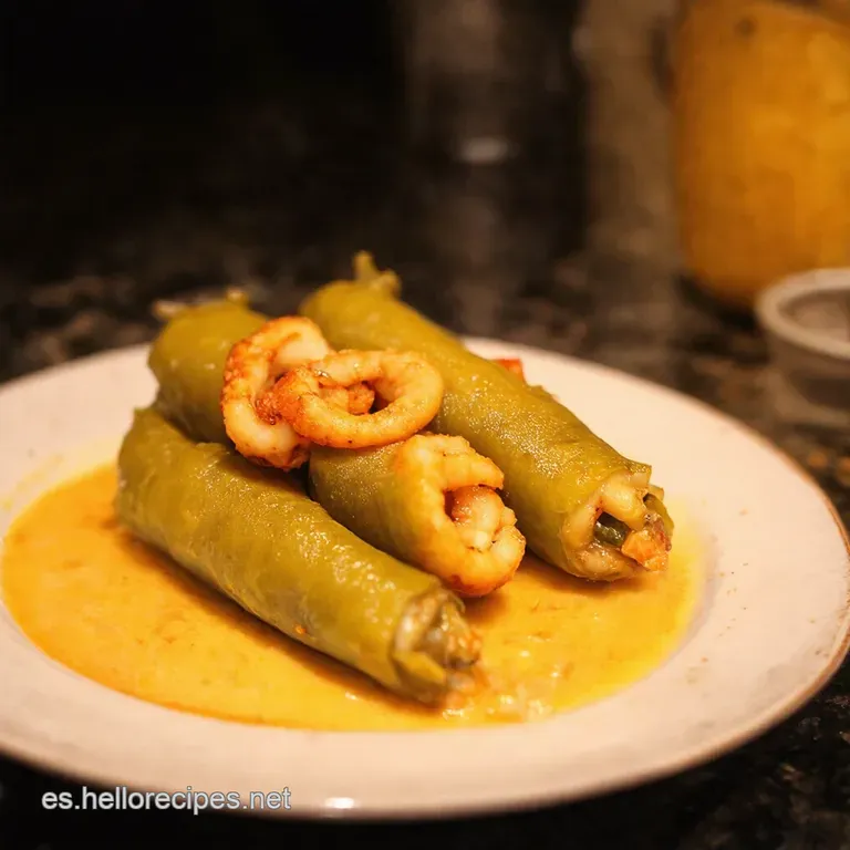 Calamares Rellenos En Salsa presentation