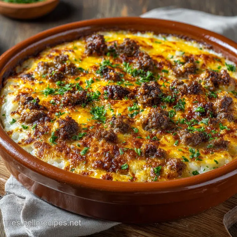 Cazuela De Arroz Y Carne Molida Con Cebolla France: El Secreto Del Sabor Meloso presentation