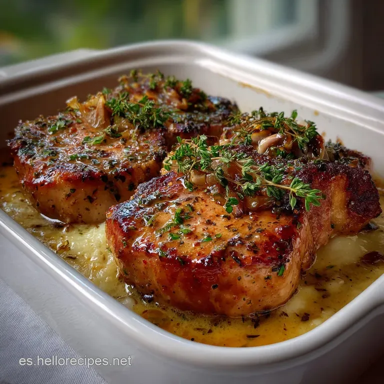 Chuletas De Cerdo Con Ajo Y: Cremosas Y Jugosas presentation