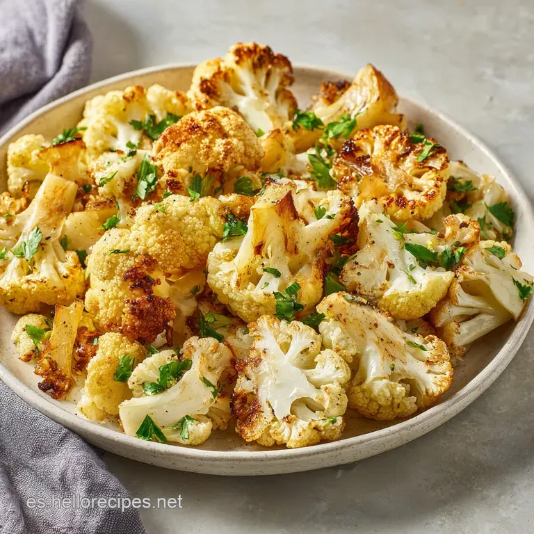 Steamed cauliflower served elegantly, sprinkled with herbs, and a drizzle of olive oil, hinting at a soft, yielding texture.