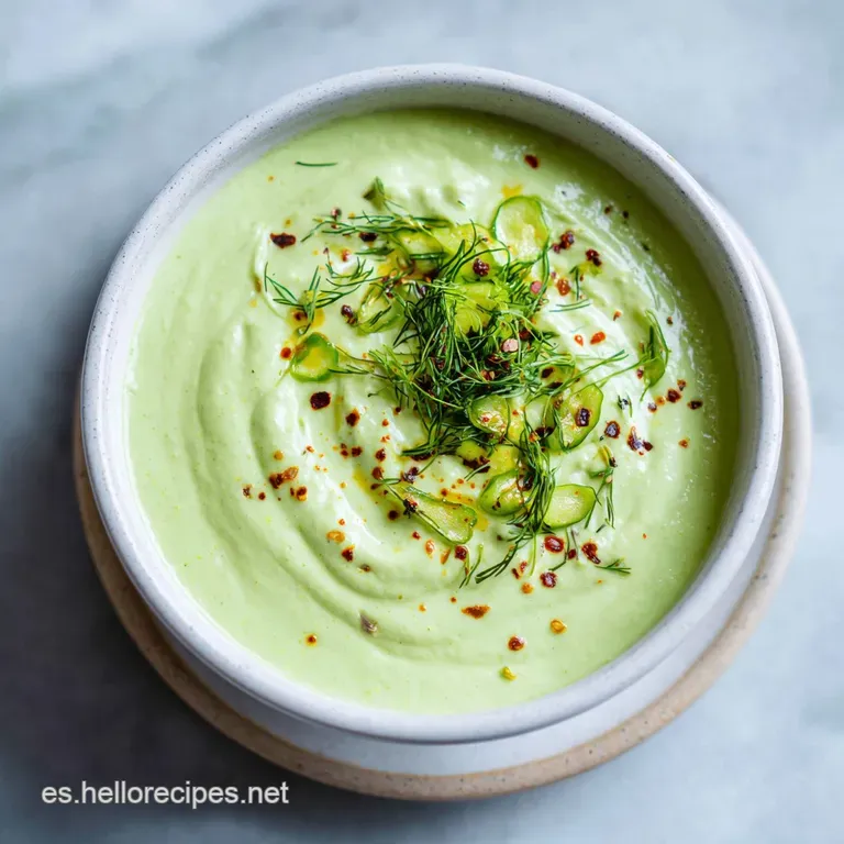 Creamy zucchini and leek soup in a shallow bowl, garnished with a swirl of cream and snipped chives. Elegant and inviting.