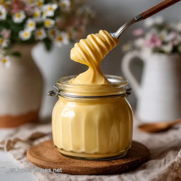 Elegant piped swirls of creamy yellow pastry cream on a plate. Delicate and inviting dessert component, highlighting the r...