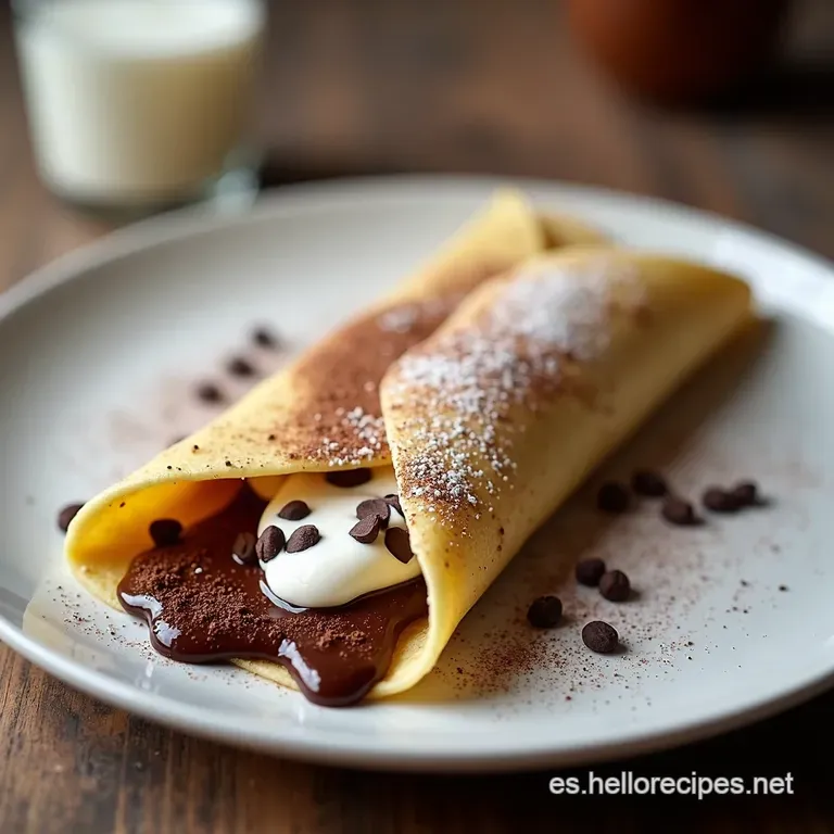 Cr&ecirc;pes de Chocolate con Crema Batida y Fresas