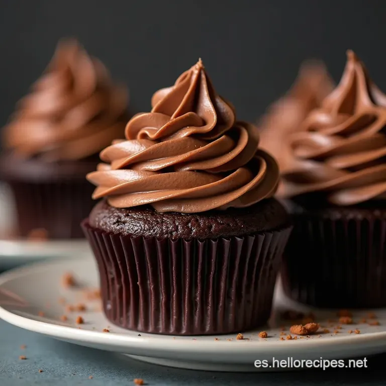 Cupcakes de Chocolate H&uacute;medos El Terciopelo Oscuro