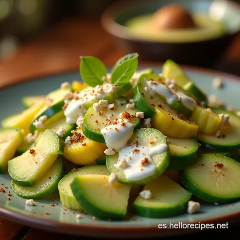 Ensalada Refrescante De Aguacate Y Pepino Con Aderezo Ligero De Yogur Griego Y Apio Crujiente presentation