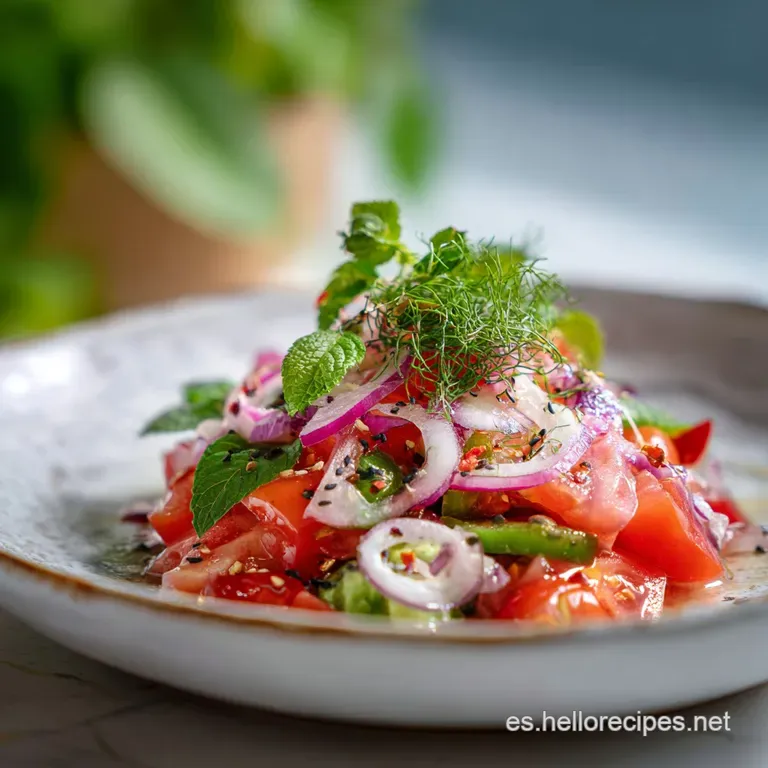 A colorful mound of bulgur salad artfully arranged with lemon wedges and fresh parsley sprigs.