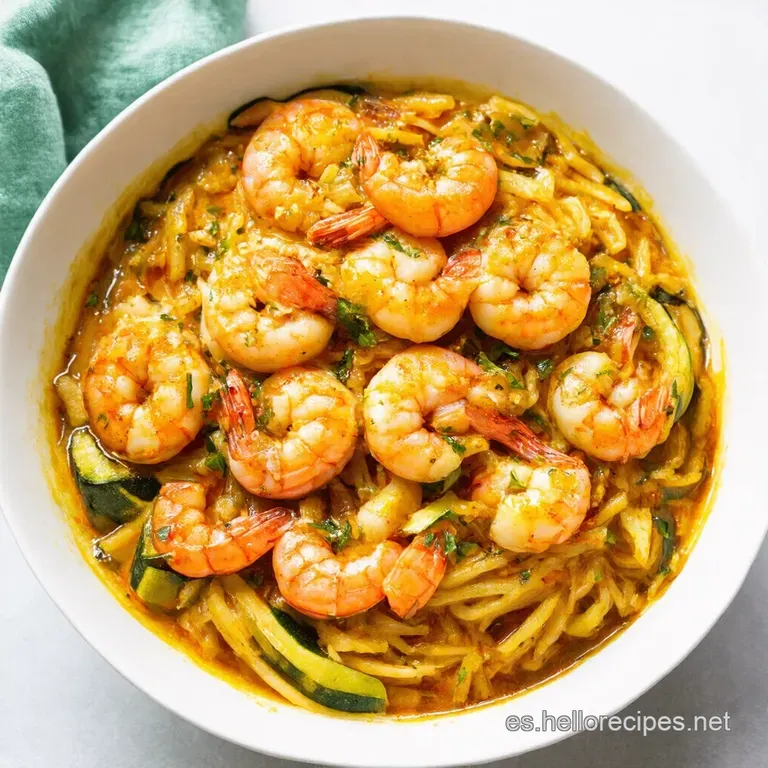 Espaguetis de Calabac&iacute;n con Gambas al Ajillo