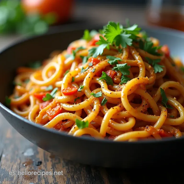 Wok Encendido Fideos Chinos con Tiras de Res Jugosas y Verduras Crujientes