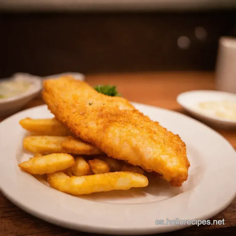 Fish Chips Crujiente Al Estilo Ib&eacute;rico presentation