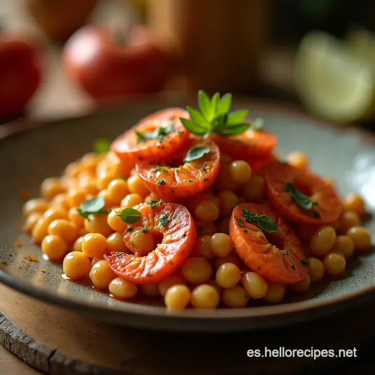 Garbanzos Marineros Con Langostinos Y Un Toque De Piment&oacute;n De La Vera presentation