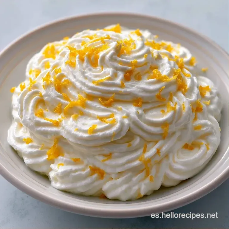 Bol de cerámica blanca con helado cremoso, un hilo de miel dorada brillante y frutos rojos sobre fondo de madera clara.
