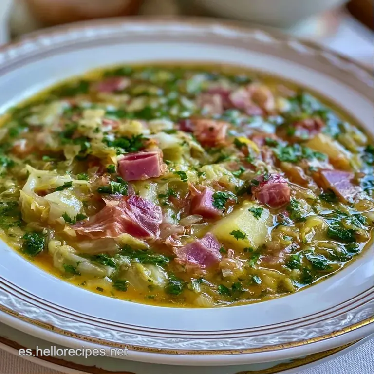 Verduras tiernas y coloridas dispuestas con esmero en plato blanco, destacando el contraste del jam&oacute;n curado y el vapor.