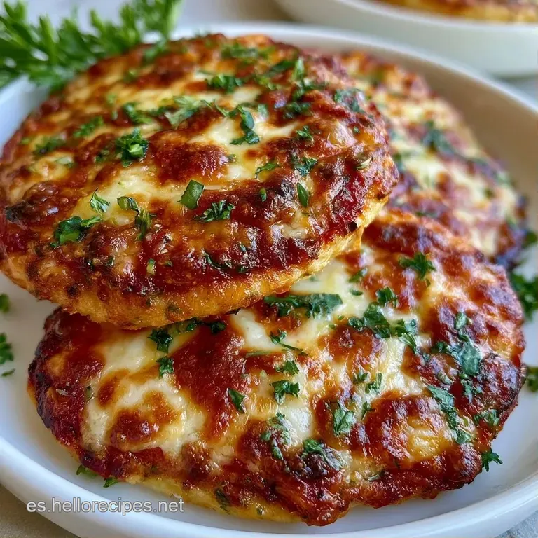 Pizzas peque&ntilde;as dispuestas en plato blanco, con queso burbujeante y hojas de albahaca fresca decorando la superficie.