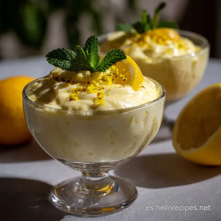 Elegant white dessert in a small glass, garnished with a lime twist. The citrus cloud mousse is light and fluffy with a sm...