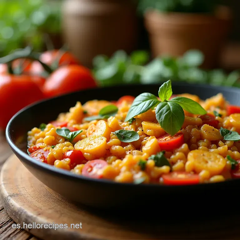 Paella Vegana Mediterr&aacute;nea presentation