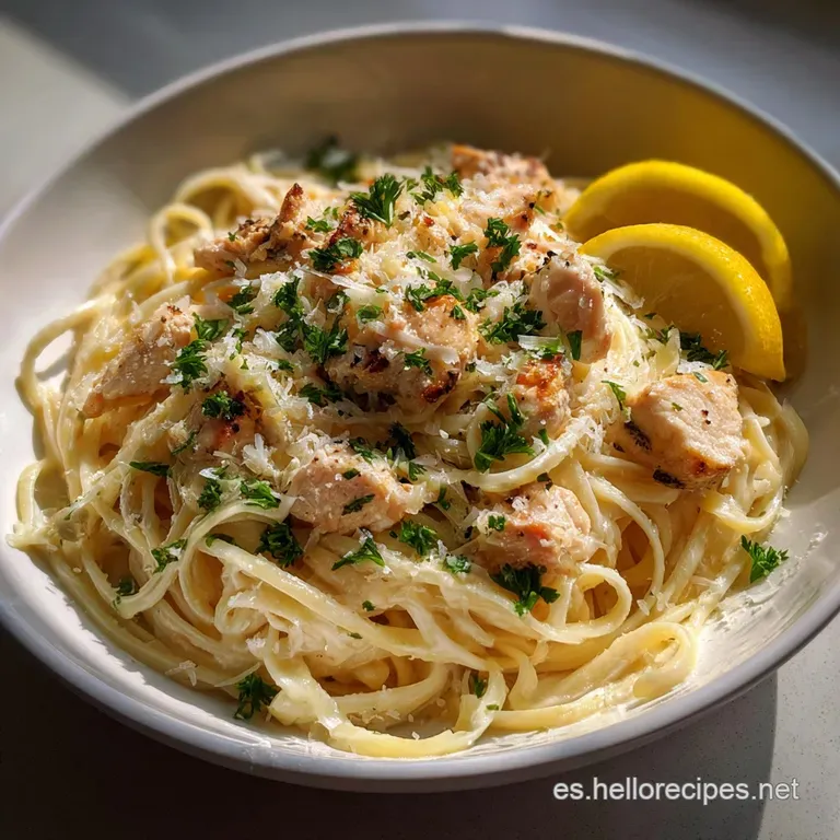 Pollo Pasta Lim&oacute;n Parmesano: Receta R&aacute;pida Y Cremosa presentation