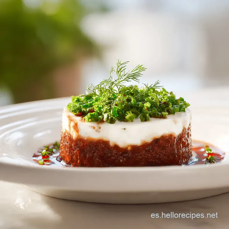 Slice of rosy-hued fish pate artfully arranged with crusty bread, creating an appetizing contrast of colors and textures.