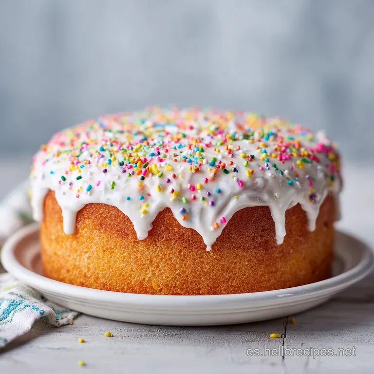 Slice of moist cake with layers of pastel frosting, artfully placed on a white plate. Fork resting beside.