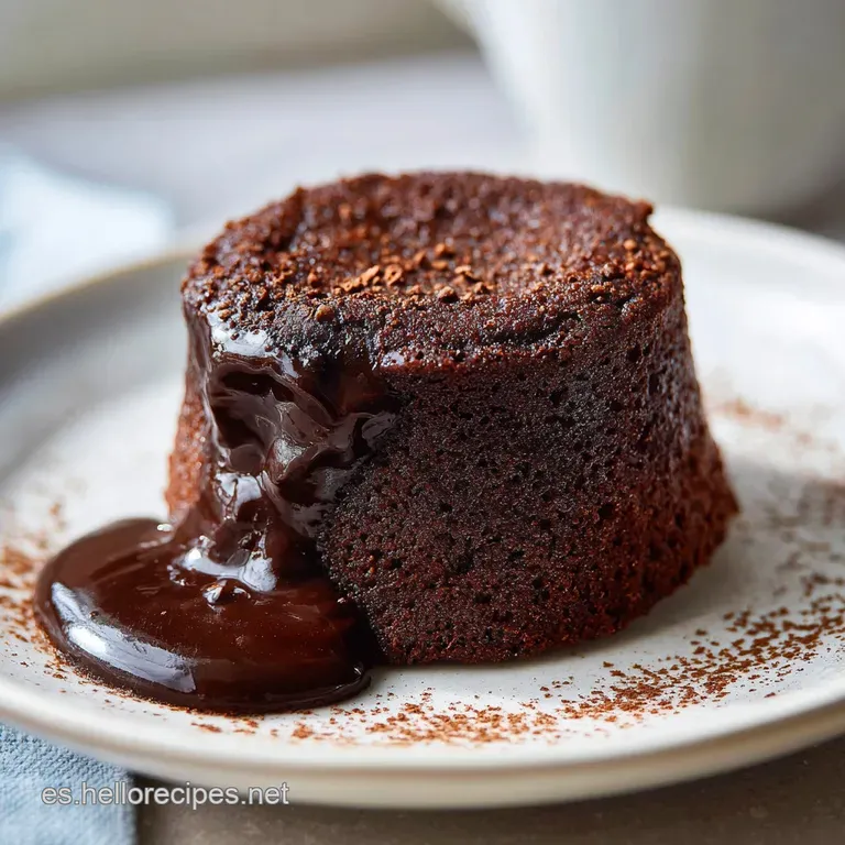 Single-serving pastel in a mug, resting on a napkin with spoon, warm with light steam. A comforting treat, baked in a cup.