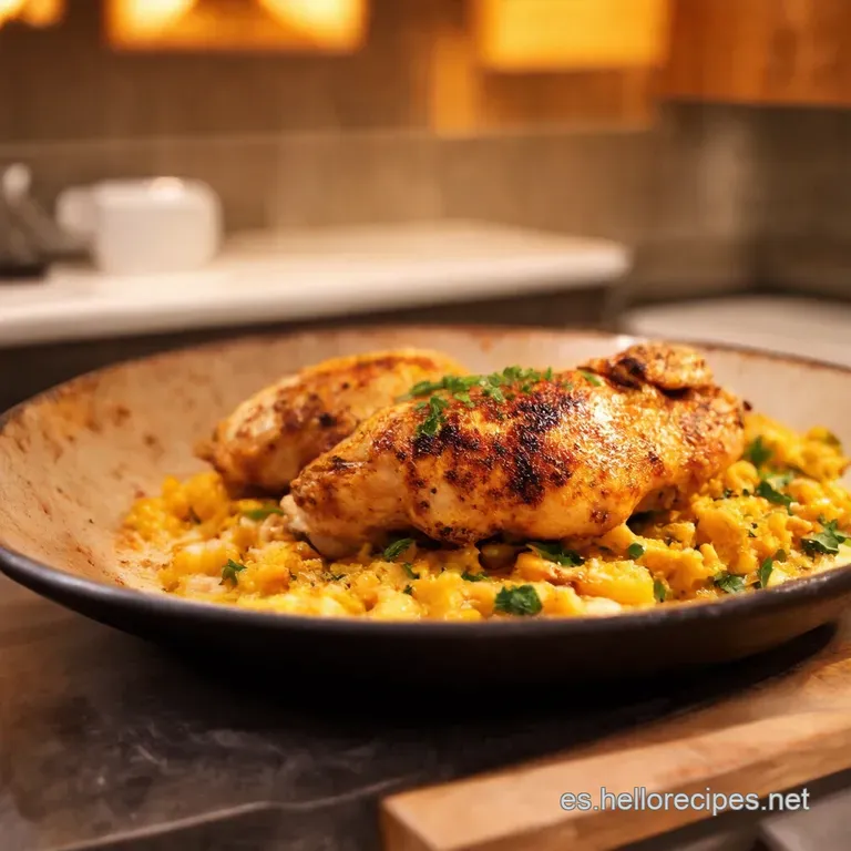 Pollo a La Plancha Con Ensalada Primavera presentation