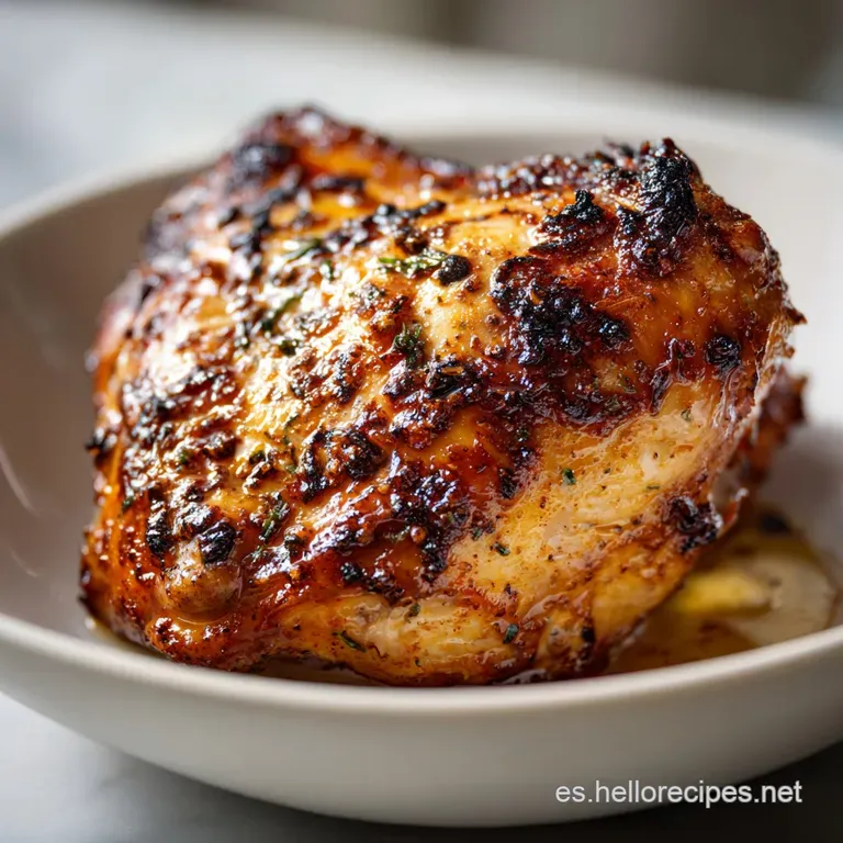 A perfectly portioned piece of juicy roast chicken served on a white plate with a vibrant side of crisp, roasted vegetables.