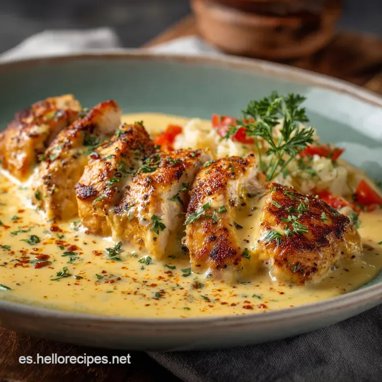POLLO EN SALSA DE QUESO CREMA con Piment&oacute;n Ahumado: Receta R&aacute;pida